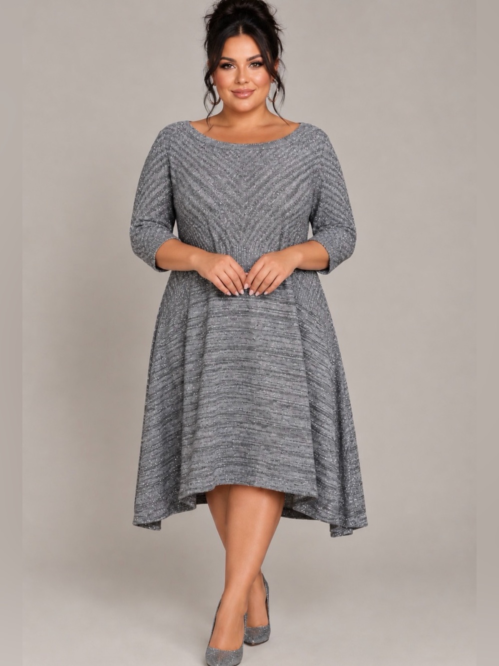 Lane Bryant Gray Sparkle Knit Sweater Dress Womens Plus Size 26/28 - NWOT